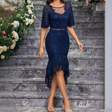 Solid Color Lace Mid-Sleeve Packed Evening Women's