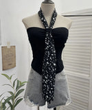 Real Shot Leopard-Print Silk Scarf Hanging Neck Design Folded Bra Strap Chest Pad Vest Short Sleeveless Top Lady