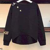 Pullovers Women Spring Fall Trend Thin Sweatshirt Holes Design Top Casual Solid Color Simple Pullover Womens Y2k