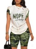 Women's Temperament Commuting Trousers Round-Neck Short-Sleeved Set In Autumn