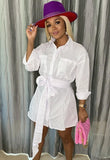 Casual Pocket With Belt Long Sleeve Shirt