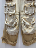 Women's Jeans High Washed Khaki Gradient Multiple Pockets Cargo Wide Leg Cool Denim Pants 2024 Summer New Fashion 29L4140-Outfit