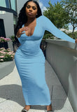 Ribbed Sexy Long Bodycon Dress with Full