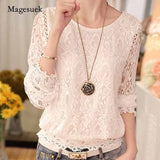 Hollow Lace 2020 Fashion Women Shirt Long Sleeve Pullover White Lace Blouse Chiffon Blouses Women Clothing Blusas 51C