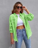 New Long-Haired Burrowed Denim Jacket Women Autumn Winter Long Sleeve Casual Collar