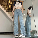 Jeans Y2k Women Korean Style 2023 Summer Straight Wide Leg Pants High Waist Woman Loose Denim Trousers 90s Vintage