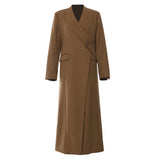 Autumn And Winter Special Aircraft Process Irregular Structure Long Wind Coat Female