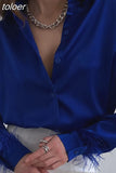 Cuffs Elegant Women Shirts 2023 Satin Spring Fashion Button Down Blouse Long Sleeves Loose Turndown Collar Tops