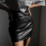 Autumn Winter Black White Khaki PU Leather Woman Skirts 2020 Office High Waist Bodycon Sexy Party Fashion Mini