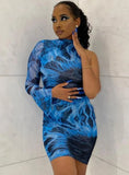 Party Print Blue Single Sleeve Mini