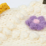 3D Flower Ball Hand Made Crochet White Cardigan Lazy CHIC Woman Full sleeve Knitted Sweater Loose Short Knitwear Jumper-Outfit