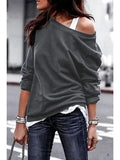 Women's Pullover Sweatshirt Heart Printed Long Sleeve One Shoulder Tops Autumn Winter Sweat Shirts Woman Casual