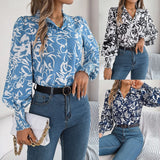 Shooting 2025 Autumn And Winter Elegant Bump Color Flower Lantern Sleeve Collar Shirt Women's