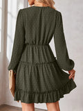Dot Lace Trim Surplice Tiered