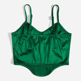 Women Curved Hem Satin Cami Top-Outfit