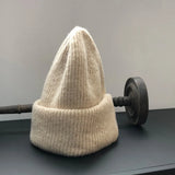 Women's Solid Color Knitted Hat 2022 Winter New Flanging Hat