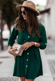 Casual Turndown Neck Button Up Shirt Dress with
