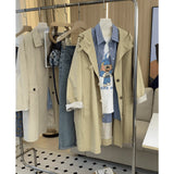 2024 New Korean Khaki Long Trench Coat Female Early Spring And Autumn Small Senior Sense Good-Looking-Outfit
