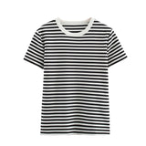 And White Foundation Shirt T-Shirt 2025 Summer Short-Sleeved Round Collared Women's