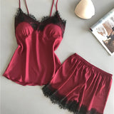 2019 Hanging Pyjamas Women's Summer Sexy Ice Wire Two-Piece Set With Silk Shorts Gathering Big-Size Thin