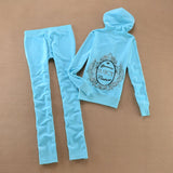 2021 Women's Brand Velvet Fabric Tracksuits Velour Suit Women Tracksuit Hoodies And Pants Fat Sister