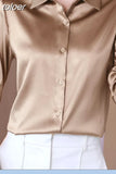Fashion Satin Loose Silk Shirt Female Button Up White Top Femme OL Professional Dress Shirt Lady Clothes Blusas