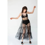 Women's Shiny Glitter Stars Mesh Sheer Bikini Cover Ups Tulle Spaghetti Straps See-through Maxi Dress Summer Beach-Outfit