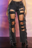 Dark-Grey Ruffles Ripped