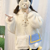 Deeptown Kawaii Hoodies Women Winter 2021 Fashion Embroidery Funny Print Pullover Long Sleeve Cute Tops Casual Women