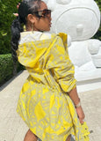 Casual Print Long Jacket and Matching Shorts