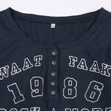Print T Shirt Streetwear Y2K Aesthetic Long Sleeve Slim Top Women Buttons Basic Tee Casual Korean Grunge Fairycore-Outfit