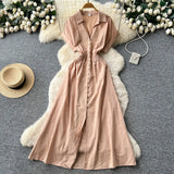 Women's Dress Dress 2025 Spring Design Sense Niche Tied With Long-Sleeved Lotle Leaves Side Irregular Loose Long