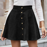 Skirt High Waisted New Autumn Winter Fashion Solid Black Elegant Ladies A Line Mini Short Clothes Skirts For Women