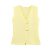 Women's ZA New Multi-Color Button Knitted Vest Vest Half-Skirt