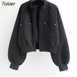 Autumn Trendy Jackets Women Fashion Thin Baseball Uniform Short Jacket Korean Style Casual Loose Stand Collar Cardigan