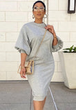 Casual O-Neck Puff Sleeve Long Sweat