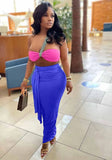 Solid Color Bandeau Bra and Long Skirt Two Piece
