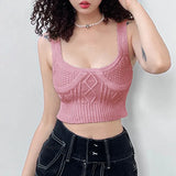 Sexy Knit Solid Color Small Vest Wool Knit Crop