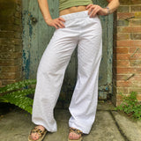 Women's Y2K Vintage Casual Long Pants Elastic Wide Waist Flower Hollowed Out Aesthetic Loose Trousers Streetwear-Outfit