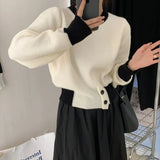 Hit Color Button Short Style New 2024 Spring And Autumn Hundred Style Fashion Foreign Temperature Soft Wind Leisure Soft Glutinous Milk-Outfit