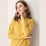 Sweater 2020 New V-neck Female Long-sleeved Knitted Pullover Jumper Pull Femme Clothes White Loose Thin Good