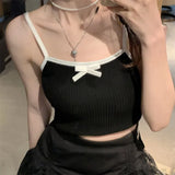 Bow Knitted Vest Sling Female 2025 Summer New Bottom Set Thin Chic Top