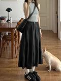 Gray Work Clothes Skirt Large Size Drawstring Cover Quick Dry A Word Umbrella Skirt Fatmm Thin Skirt