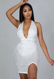 Sexy Rhinestone Halter Cut Out Mini