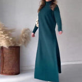 Solid-Color High-Collar Side Open-Fork Knitted Trousers Set In Autumn