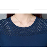 Summer Women's Pullover Round Neck Hollow Solid Short Sleeve Tee T-shirt Fashion Casual Elegant Holiday Office Lady Tops-Outfit