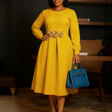 Women's 2025 New Short-Sleeved Solid-Colored Round-Collar Temperament Elegant African