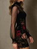 Sexy Lace Lace Sling Dress Flower Printed Net Yarn Ass Short