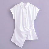 New Spring Poplin Waist Shows Thin Lace Fashion Shirt 9479048-Outfit