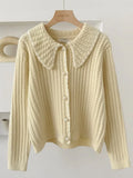 Turn-Down Collar knit Sweater Cardigan Women Long Sleeve Pearl Button Up Y2K Casual Casual Warm 2021 Autumn